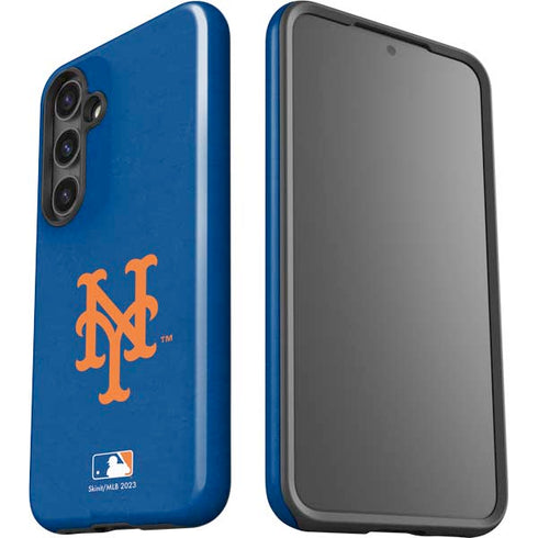 MLB New York Mets - Solid Distressed Galaxy S25 Impact Case